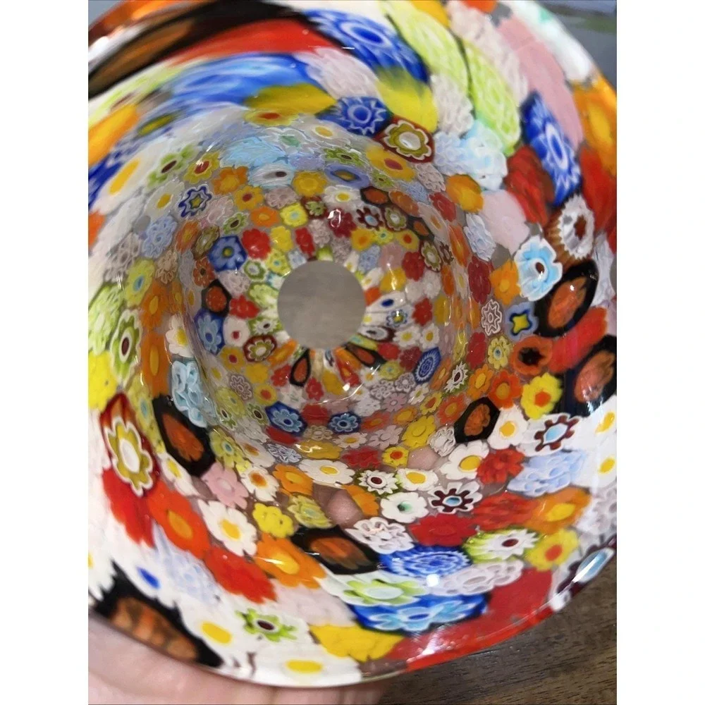 Vintage Murano Millefiori Art Glass Bell Pendant Light‎ Lamp Shade Calotta